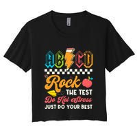 Funny Test Day Abcd Pen Rock The Test Motivational Students Crop Top