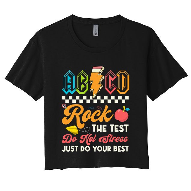 Funny Test Day Abcd Pen Rock The Test Motivational Students Crop Top