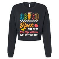 Funny Test Day Abcd Pen Rock The Test Motivational Students Cropped Pullover Crew