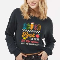 Funny Test Day Abcd Pen Rock The Test Motivational Students Cropped Pullover Crew