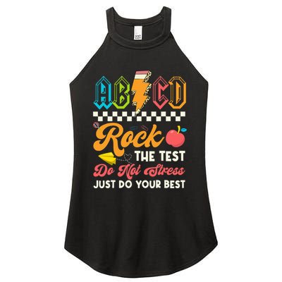 Funny Test Day Abcd Pen Rock The Test Motivational Students Women's Perfect Tri Rocker Tank