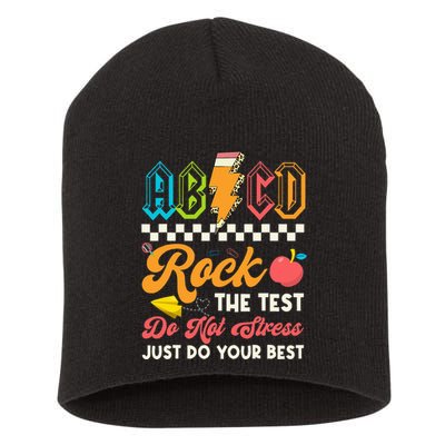 Funny Test Day Abcd Pen Rock The Test Motivational Students Short Acrylic Beanie