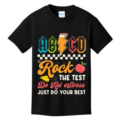Funny Test Day Abcd Pen Rock The Test Motivational Students Kids T-Shirt