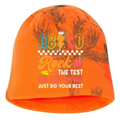 Funny Test Day Abcd Pen Rock The Test Motivational Students Kati - Camo Knit Beanie