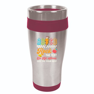 Funny Test Day Abcd Pen Rock The Test Motivational Students 16oz Travel Tumbler