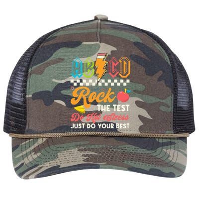 Funny Test Day Abcd Pen Rock The Test Motivational Students Retro Rope Trucker Hat Cap