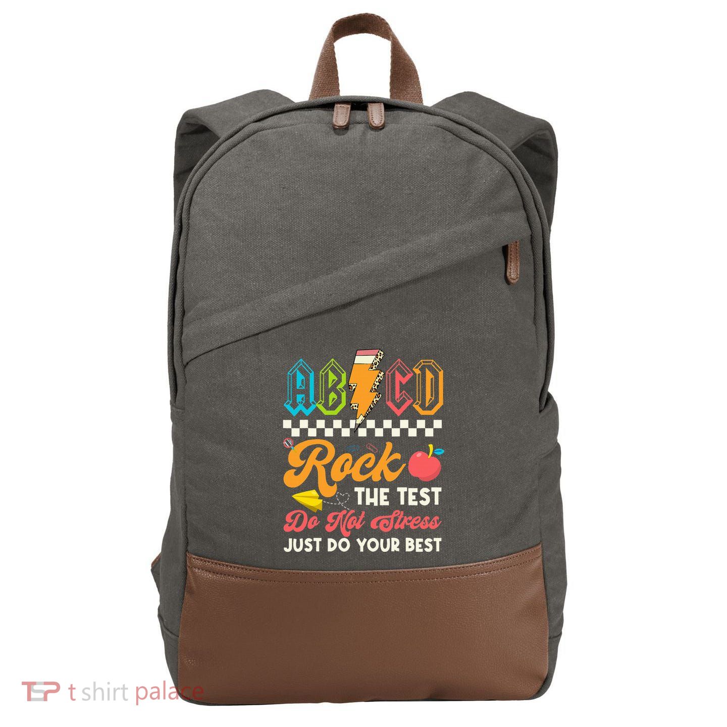 Funny Test Day Abcd Pen Rock The Test Motivational Students Cotton Canvas Backpack