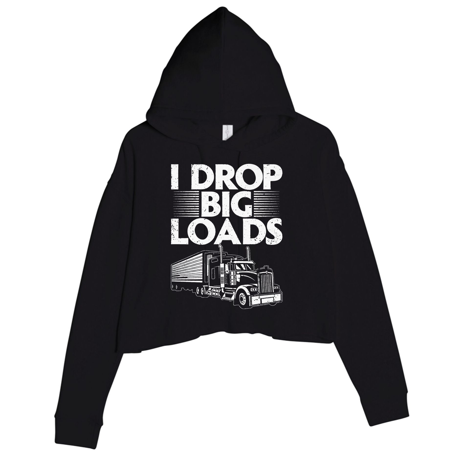 Funny Trucker Design For Men Women Semi Truck Driver Lover Crop Fleece Hoodie