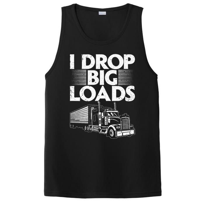 Funny Trucker Design For Men Women Semi Truck Driver Lover PosiCharge Competitor Tank