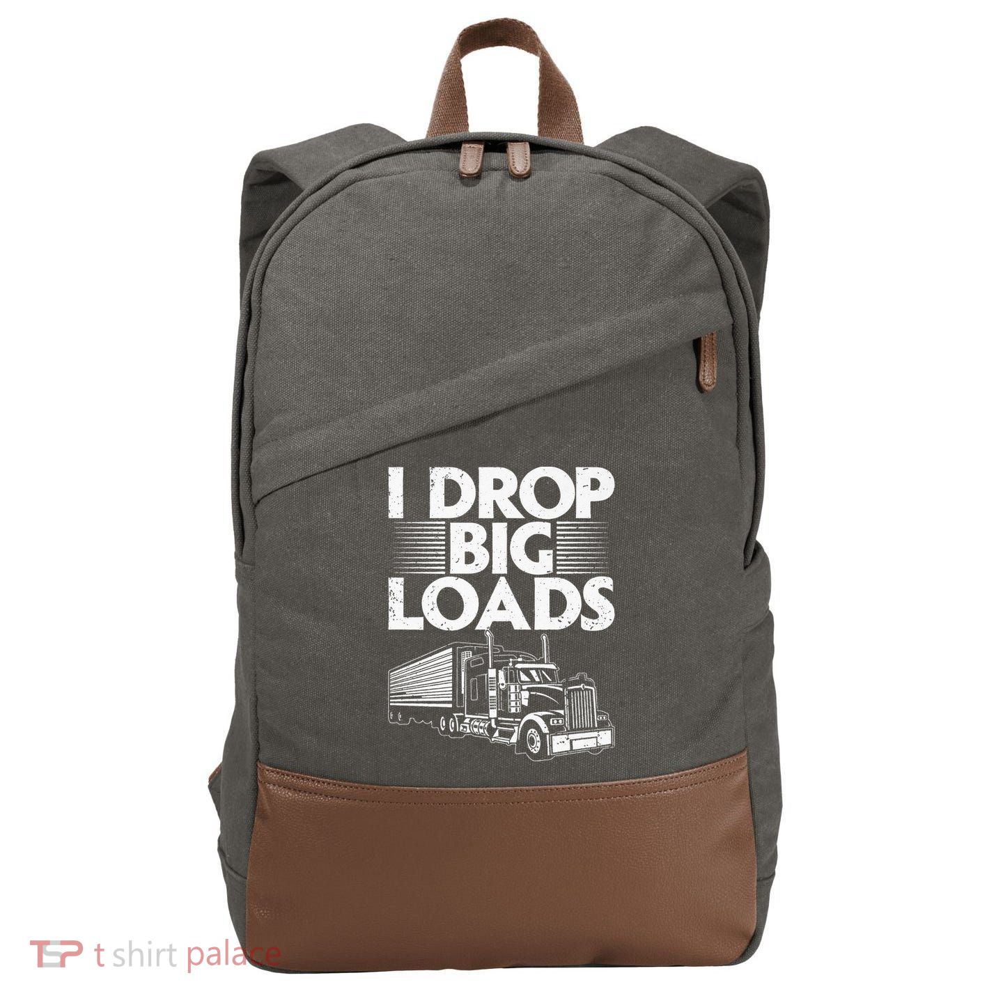 Funny Trucker Design For Men Women Semi Truck Driver Lover Cotton Canvas Backpack
