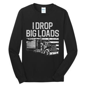 Funny Trucker Design For Men Women Semi Truck Driver Lover Tall Long Sleeve T-Shirt