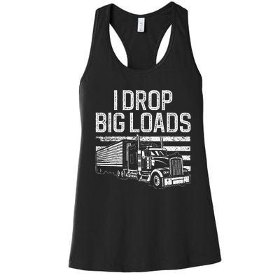 Funny Trucker Design For Men Women Semi Truck Driver Lover Women's Racerback Tank