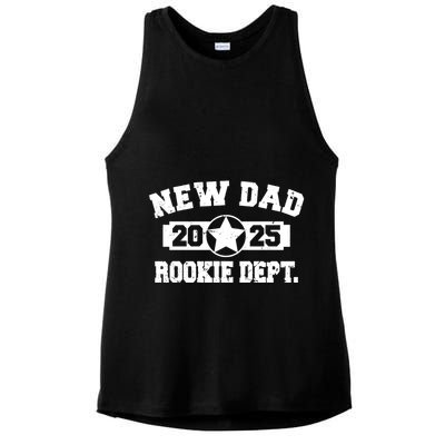 First Time Dad Est 2025 Rookie Dept Ladies PosiCharge Tri-Blend Wicking Tank