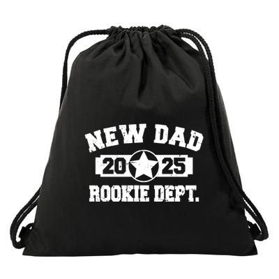 First Time Dad Est 2025 Rookie Dept Drawstring Bag