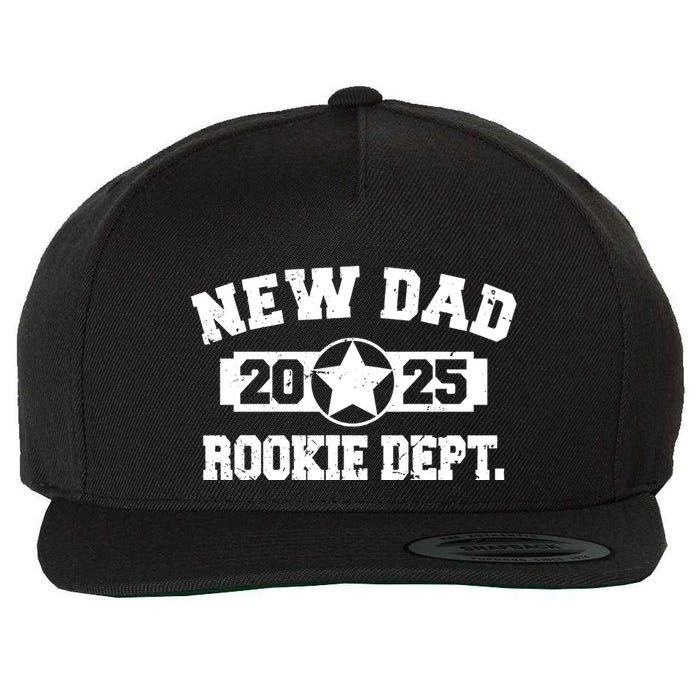 First Time Dad Est 2025 Rookie Dept Wool Snapback Cap