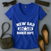 First Time Dad Est 2025 Rookie Dept Women's V-Neck T-Shirt