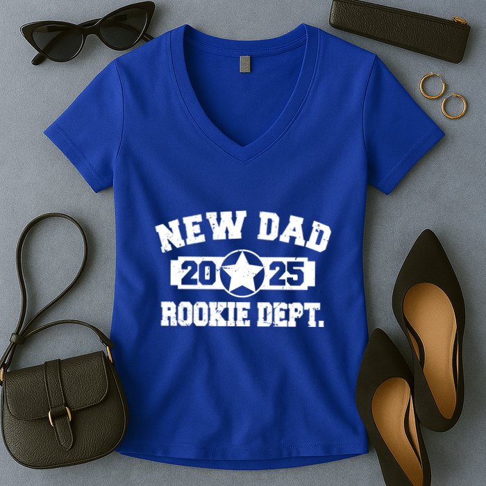 First Time Dad Est 2025 Rookie Dept Women's V-Neck T-Shirt