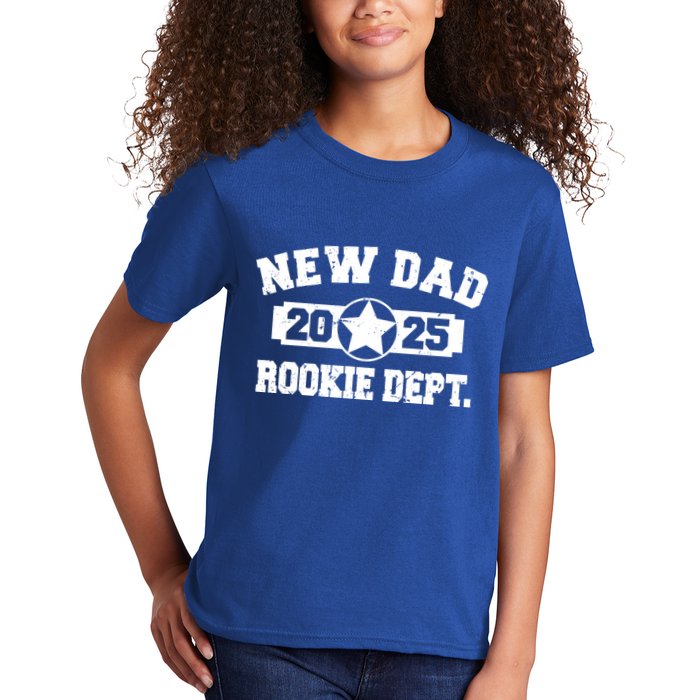 First Time Dad Est 2025 Rookie Dept Kids T-Shirt