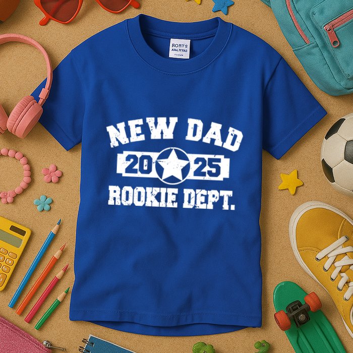First Time Dad Est 2025 Rookie Dept Kids T-Shirt