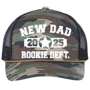 First Time Dad Est 2025 Rookie Dept Retro Rope Trucker Hat Cap