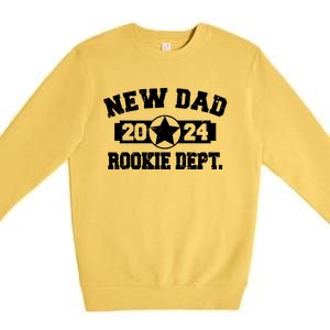 First Time Dad Est 2024 Rookie Dept Premium Crewneck Sweatshirt