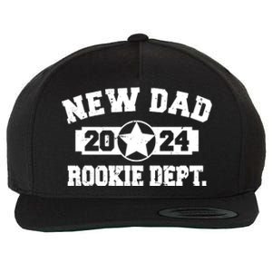 First Time Dad Est 2024 Rookie Dept Wool Snapback Cap