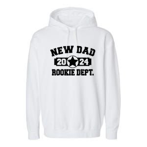 First Time Dad Est 2024 Rookie Dept Garment-Dyed Fleece Hoodie