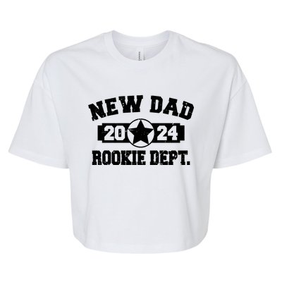 First Time Dad Est 2024 Rookie Dept Bella+Canvas Jersey Crop Tee