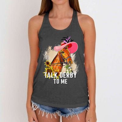 Funny Talk Derby To Me Horse Racing Women's Knotted Racerback Tank