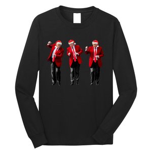 Funny Trump Dance Santa Hat Christmas Xmas Pajamas Holiday Long Sleeve Shirt