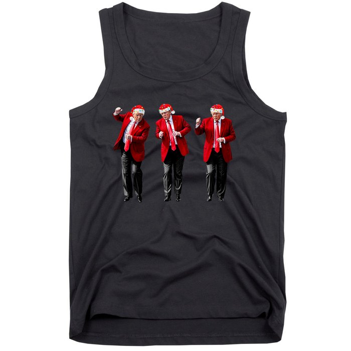 Funny Trump Dance Santa Hat Christmas Xmas Pajamas Holiday Tank Top