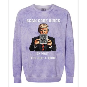 Funny Trump Dancing Troll Qr Joke Colorblast Crewneck Sweatshirt