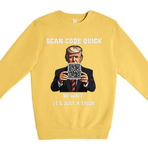 Funny Trump Dancing Troll Qr Joke Premium Crewneck Sweatshirt