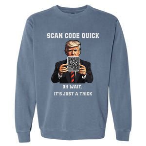 Funny Trump Dancing Troll Qr Joke Garment-Dyed Sweatshirt