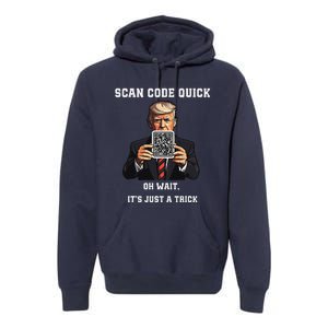 Funny Trump Dancing Troll Qr Joke Premium Hoodie