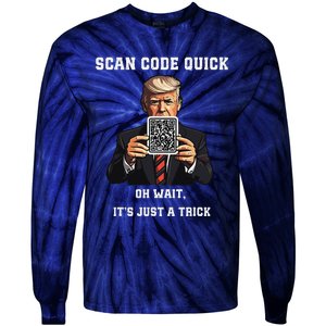 Funny Trump Dancing Troll Qr Joke Tie-Dye Long Sleeve Shirt