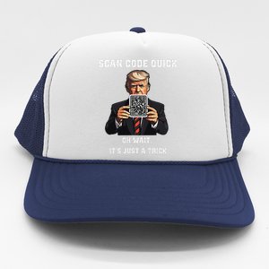 Funny Trump Dancing Troll Qr Joke Trucker Hat