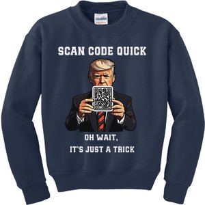 Funny Trump Dancing Troll Qr Joke Kids Sweatshirt