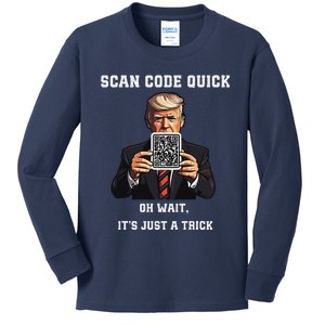 Funny Trump Dancing Troll Qr Joke Kids Long Sleeve Shirt