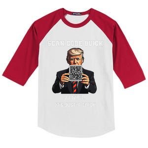 Funny Trump Dancing Troll Qr Joke Kids Colorblock Raglan Jersey