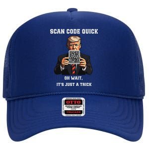 Funny Trump Dancing Troll Qr Joke High Crown Mesh Back Trucker Hat