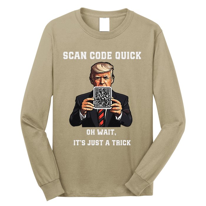 Funny Trump Dancing Troll Qr Joke Long Sleeve Shirt