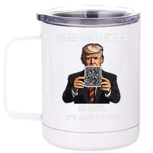 Funny Trump Dancing Troll Qr Joke 12 oz Stainless Steel Tumbler Cup