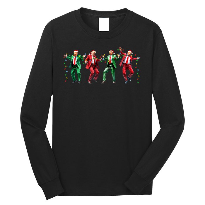 Funny Trump Dance Santa Claus Christmas Long Sleeve Shirt