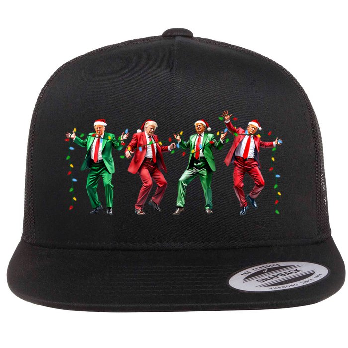 Funny Trump Dance Santa Claus Christmas Flat Bill Trucker Hat