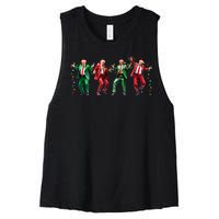 Funny Trump Dance Santa Claus Christmas Women's Racerback Cropped Tank