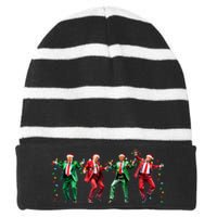 Funny Trump Dance Santa Claus Christmas Striped Beanie with Solid Band