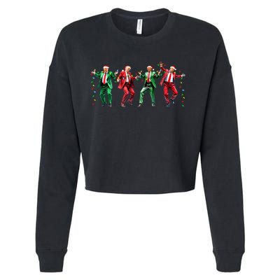 Funny Trump Dance Santa Claus Christmas Cropped Pullover Crew
