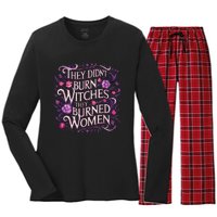 Floral They Didnt Burn Witches They Burned Women Feminist Women's Long Sleeve Flannel Pajama Set 