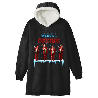 Funny Trump Dance Santa Claus Christmas Xmas Pajamas Holiday Hooded Wearable Blanket